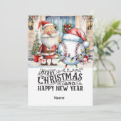 Kerstthema honkbal feestdagenkaart (Staand voorkant)