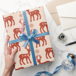 kerstthema in bruine rendieren cadeaupapier
