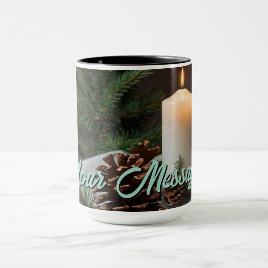 Kerstthema kaars en pinecone mok (Midden)