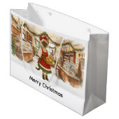 Kerstthema kat Bakkerij Winkel Groot Cadeauzakje (Voorkant Gekanteld)