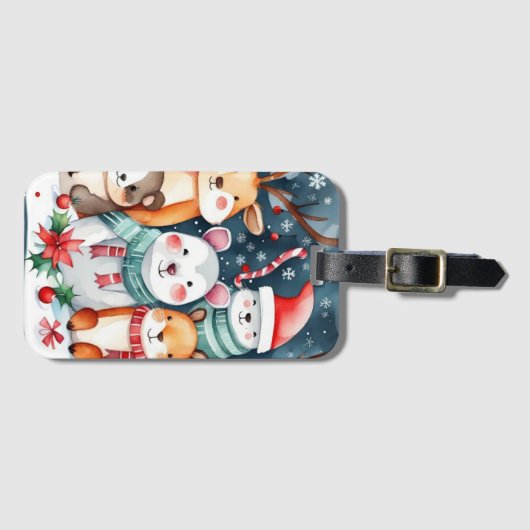 Kerstthema Kerst Mooie dieren Bagagelabel (Voorkant (horizontaal))