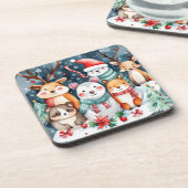 Kerstthema Kerst schattige dieren Bier Onderzetter (Linkerzijde)