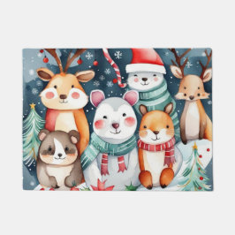 Kerstthema Kerst schattige dieren Deurmat