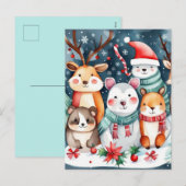 Kerstthema Kerst schattige dieren Feestdagenkaart (Voorkant / Achterkant)