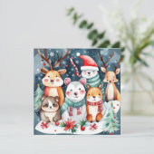 Kerstthema Kerst schattige dieren Kaart (Staand voorkant)