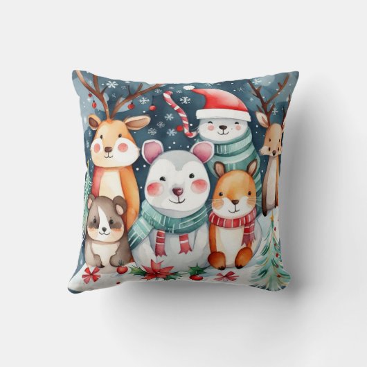 Kerstthema Kerst schattige dieren Kussen (Achterkant)