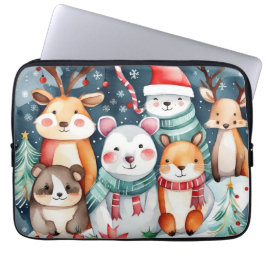 Kerstthema Kerst schattige dieren Laptop Sleeve