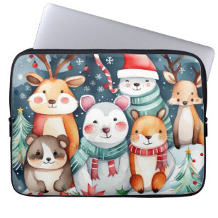Kerstthema Kerst schattige dieren Laptop Sleeve