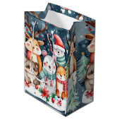 Kerstthema Kerst schattige dieren Medium Cadeauzakje (Voorkant Gekanteld)