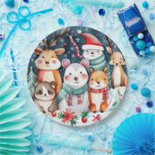 Kerstthema Kerst schattige dieren Papieren Bordje (Feest)