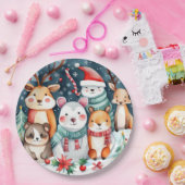 Kerstthema Kerst schattige dieren Papieren Bordje (Feest)