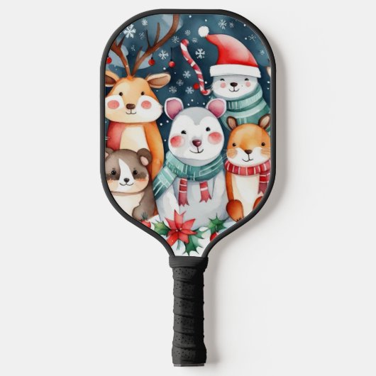 Kerstthema Kerst schattige dieren Pickleball Paddle (Voorkant)