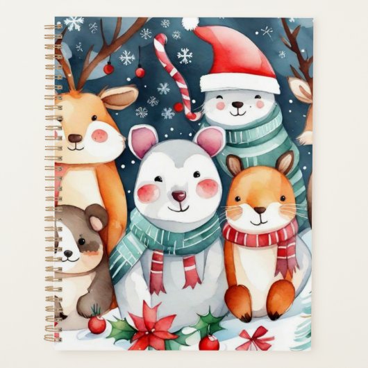 Kerstthema Kerst schattige dieren Planner (Voorkant)