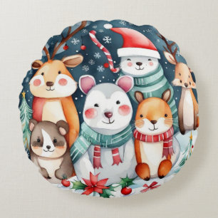 Kerstthema Kerst schattige dieren Rond Kussen