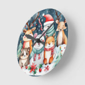 Kerstthema Kerst schattige dieren Ronde Klok (Hoek)