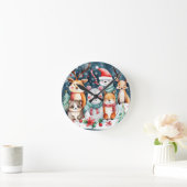 Kerstthema Kerst schattige dieren Ronde Klok (Huis)