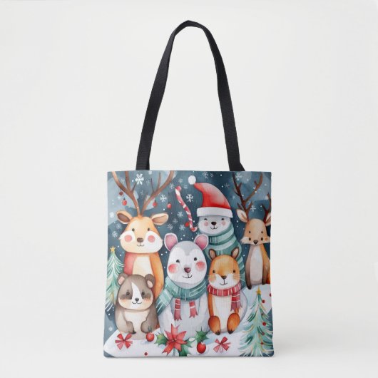 Kerstthema Kerst schattige dieren Tote Bag (Voorkant)