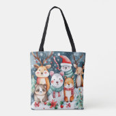Kerstthema Kerst schattige dieren Tote Bag (Achterkant)