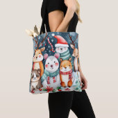 Kerstthema Kerst schattige dieren Tote Bag (Dichtbij)