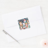 Kerstthema Kerst schattige dieren Vierkante Sticker (Envelop)