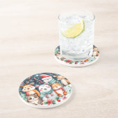 Kerstthema Kerst schattige dieren Zandsteen Onderzetter (Zijkant)