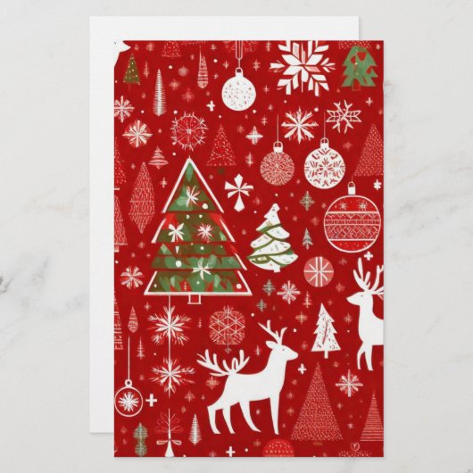 Kerstthema Kerstbomen sneeuwvlok Briefpapier (Voorkant / Achterkant)