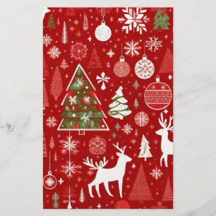Kerstthema Kerstbomen sneeuwvlok Briefpapier