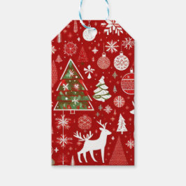 Kerstthema Kerstbomen sneeuwvlok Gift Label Cadeaulabel