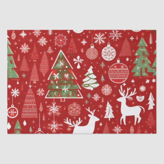 Kerstthema Kerstbomen sneeuwvlok Gift Label Tissuepapier (Voorkant)