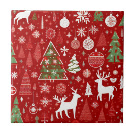 Kerstthema Kerstbomen sneeuwvlok Tegeltje