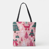 Kerstthema Kerstbomen sneeuwvlok Tote Bag (Achterkant)