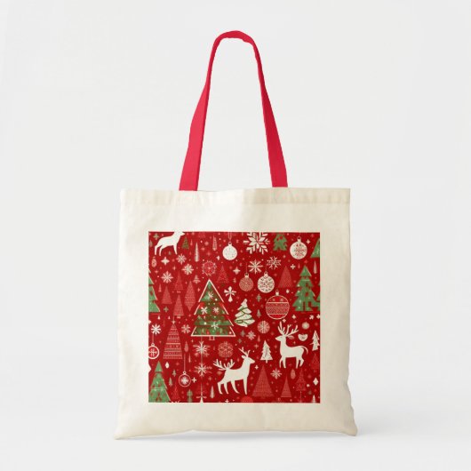 Kerstthema Kerstbomen sneeuwvlok Tote Bag (Voorkant)