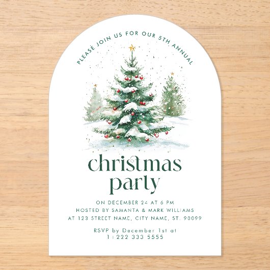 Kerstthema kerstboom feest acryl uitnodigingen (Voorkant)