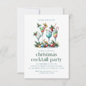 Kerstthema Kerstcocktail party Bedankkaart (Voorkant)