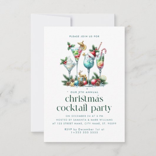 Kerstthema Kerstcocktail party Bedankkaart (Voorkant)