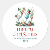 Kerstthema Kerstcocktail party Ronde Sticker (Voorkant)