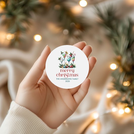 Kerstthema Kerstcocktail party Ronde Sticker