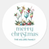 Kerstthema Kerstcocktail party Ronde Sticker (Voorkant)
