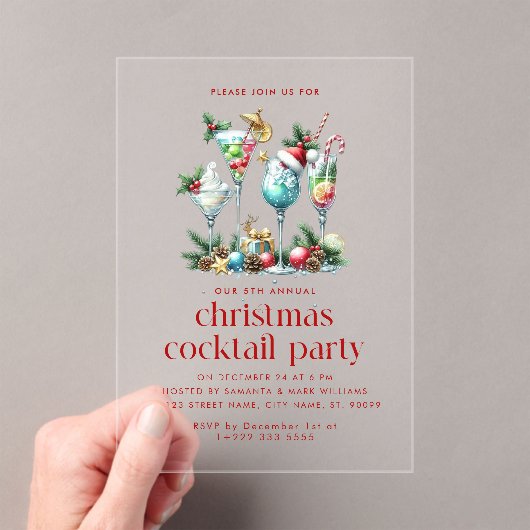 Kerstthema Kerstfeest Cocktail Party Dank u Acryl Uitnodigingen (Insitu (Draagbaar))