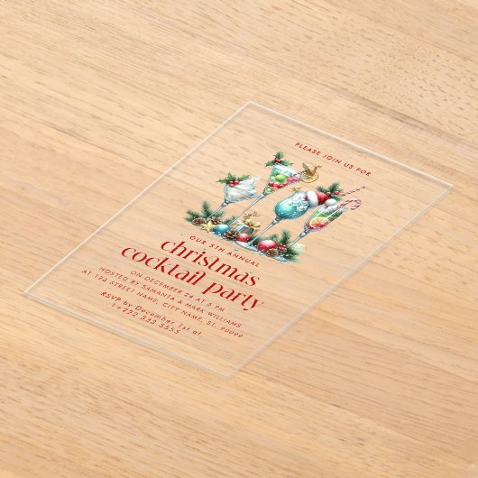 Kerstthema Kerstfeest Cocktail Party Dank u Acryl Uitnodigingen (Laagn)