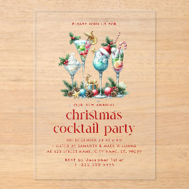 Kerstthema Kerstfeest Cocktail Party Dank u Acryl Uitnodigingen