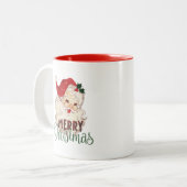 Kerstthema  Kerstman Vrolijk Kerstfeest Tweekleurige Koffiemok (Voorkant links)
