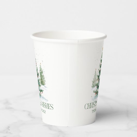 Kerstthema Kerstwensen Retro Typografie Papieren Bekers (Rechts)