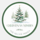 Kerstthema Kerstwensen Retro Typografie Ronde Sticker (Voorkant)