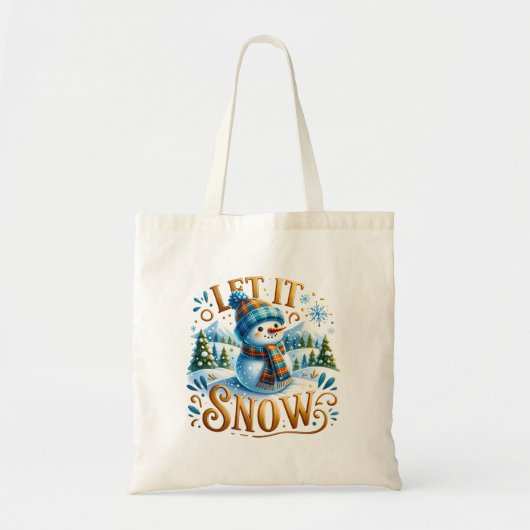 Kerstthema Laat het Sneeuw Schattigee Sneeuwman Tote Bag (Voorkant)