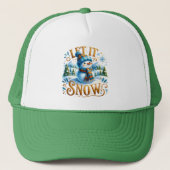 Kerstthema Laat het Sneeuw Schattigee Sneeuwman Trucker Pet (Voorkant)