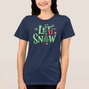 Kerstthema Laat het Sneeuw Typografie Tri-Blend Shirt