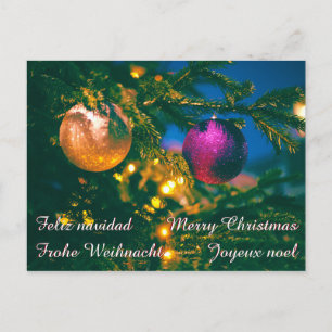 Kerstthema met 2 kerstballen... briefkaart