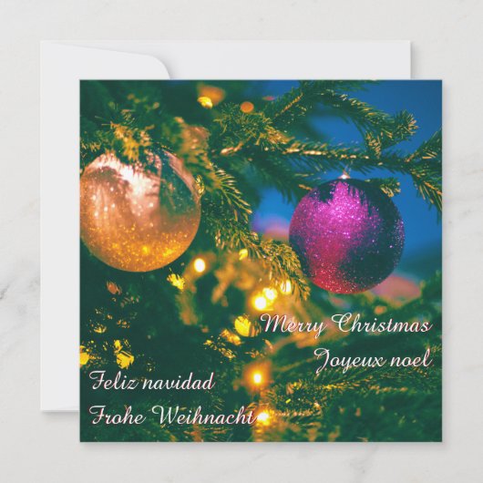 Kerstthema met 2 kerstballen... kaart (Voorkant)