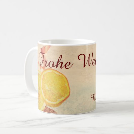 Kerstthema met fruit... koffiemok (Voorkant links)